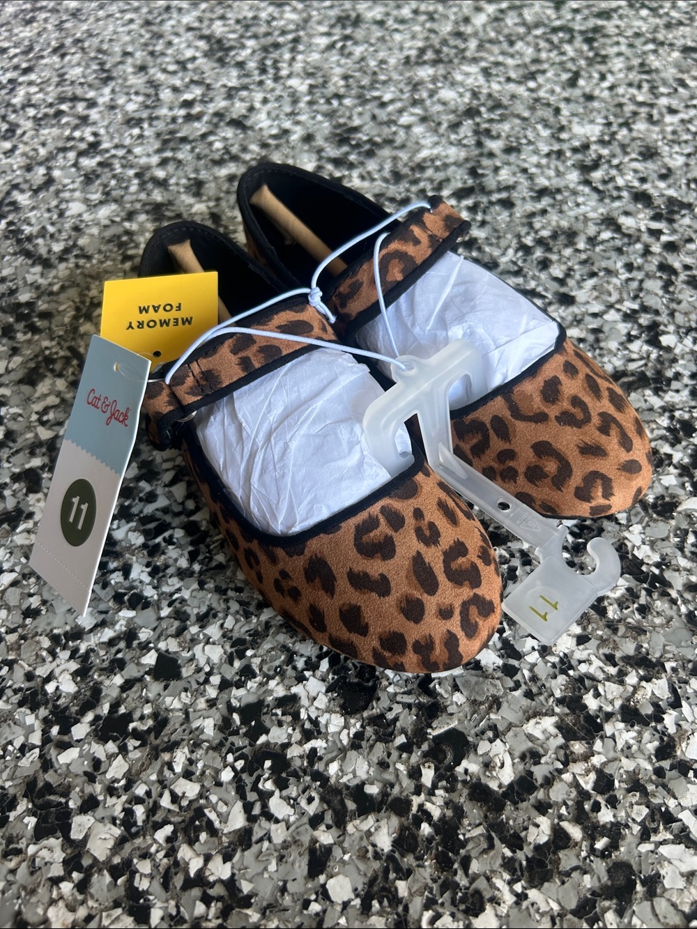 Cat & Jack Leopard Print Mary Jane Flats - Brown & Black